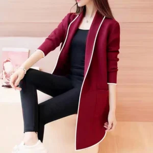 2025 Spring Autumn Women Jacket Open Stitch Long Sleeve Mid Length Women Thermal Jacket Trendy Women Trench Coat Long Jacket