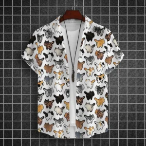Men's Shirts For Men 3d Cute Cat Print Tops Casual Men's Clothing Summer Animal Short Sleeved Tops Tee Loose Oversized Shirt